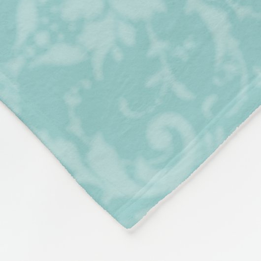 ティール(緑がかった色)エレガントダマスクパーソナライズされたフリースブランケット フリースブランケット (角)