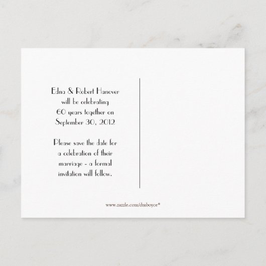 ティール(緑がかった色)エレガントダマスク記念日の保存日付 案内ポストカード (裏面)