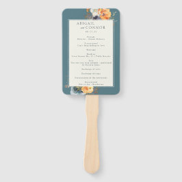 ティール（緑がかった色）エレガントテラコッタネイビーボホフローラプログラム ハンドファン