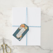 ティール(緑がかった色)エレガントテラコッタネイビーボホフローラ ギフトタグ (より糸つき)