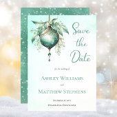ティール(緑がかった色)エレガントバウブルホリデーウェディング日付を保存 セーブザデート