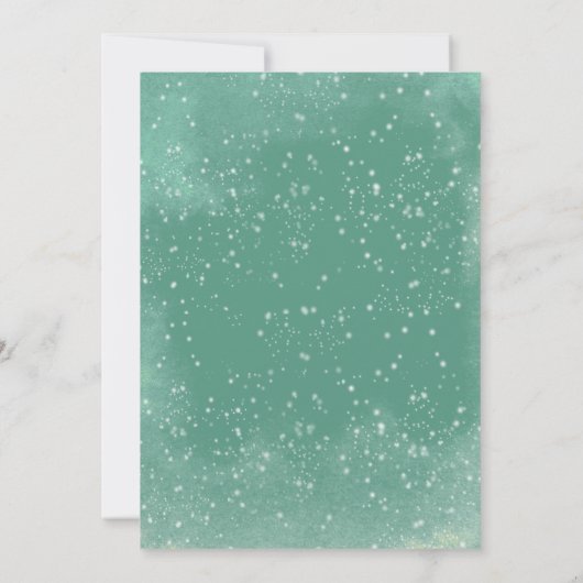 ティール（緑がかった色）エレガントバウブルムーンベストワンダフルタイムイヤーパーティー 招待状 (裏面)
