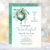 ティール（緑がかった色）エレガントバウブルムーンベストワンダフルタイムイヤーパーティー 招待状