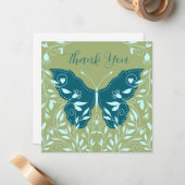 ティール（緑がかった色）エレガントバタフライアクアつる植物ありがとう ノートカード (正面/裏面インサイチュ)