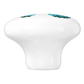 ティール（緑がかった色）エレガントバタフライターコイズブルードロワノブ セラミックノブ (側面)