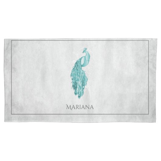 ティール（緑がかった色）エレガントピローケース 枕カバー (正面)