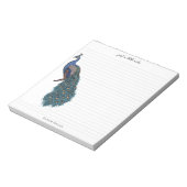 ティール(緑がかった色)エレガントピーコックイラストレーション ノートパッド (回転)