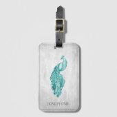 ティール（緑がかった色）エレガントピーコックラゲッジタグ ラゲッジタグ (正面縦)