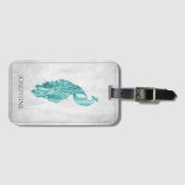 ティール（緑がかった色）エレガントピーコックラゲッジタグ ラゲッジタグ (正面横)