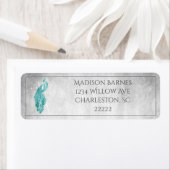 ティール(緑がかった色)エレガントピーコックラベル ラベル (インサイチュ)