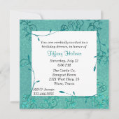 ティール（緑がかった色）エレガントフルーア誕生日の招待 招待状 (正面)