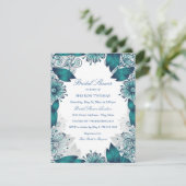 ティール（緑がかった色）エレガントフローラ | ブライダルシャワーへの招待 招待状 (スタンド正面)