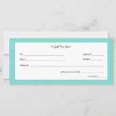 ティール（緑がかった色）エレガントブルーとグレーシェブロンのギフト券 (裏面)