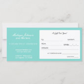 ティール（緑がかった色）エレガントブルーとグレーシェブロンのギフト券 (裏面)