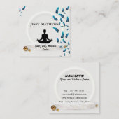 ティール(緑がかった色)エレガントブルーの禅定ヨガポーズ スクエア名刺 (正面/裏面)