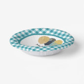 ティール(緑がかった色)エレガントブルーギンガム&バルーン1st誕生日 ペーパーボウル (傾斜あり)