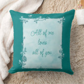 ティール（緑がかった色）エレガントブルースパークルフレームバレンタイン クッション (ブランケット)