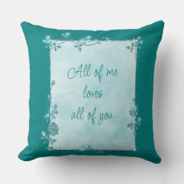 ティール（緑がかった色）エレガントブルースパークルフレームバレンタイン クッション