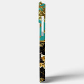 ティール(緑がかった色)エレガントブルーダマスクフローラバタフライ金ゴールド Case-Mate iPhoneケース (裏面 / 左)