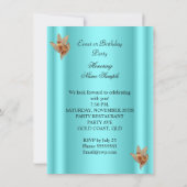 ティール(緑がかった色)エレガントブルーブロンズブラウン金ゴールド誕生日パーティー 招待状 (裏面)