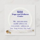 ティール(緑がかった色)エレガントブルー蝶瞑想ヨガ スクエア名刺 (裏面)