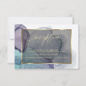ティール(緑がかった色)エレガントプラムパープルスモーク披露宴 招待状 (正面)