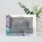 ティール(緑がかった色)エレガントプラムパープルスモーク披露宴 招待状 (スタンド正面)