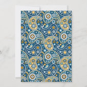 ティール（緑がかった色）エレガントペイズリープリント誕生日会 招待状 (裏面)