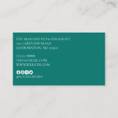 ティール(緑がかった色)エレガントホワイトモノグラストライプのム 名刺 (裏面)