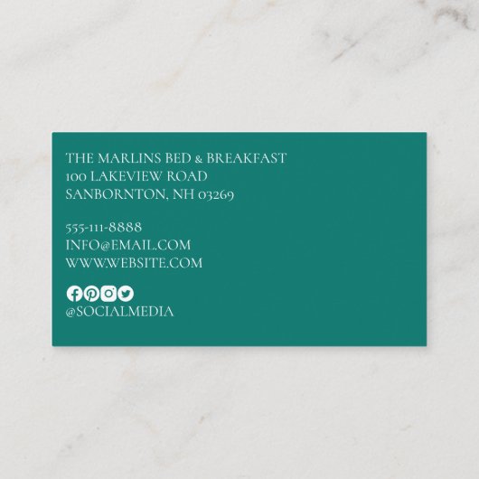 ティール(緑がかった色)エレガントホワイトモノグラストライプのム 名刺 (裏面)