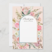 ティール(緑がかった色)エレガントボヘミアフローラサンキューカード サンキューカード (正面)