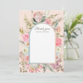 ティール（緑がかった色）エレガントボヘミアフローラサンキューカード サンキューカード (スタンド正面)