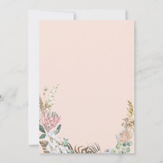 ティール（緑がかった色）エレガントボヘミアフローラサンキューカード サンキューカード (裏面)