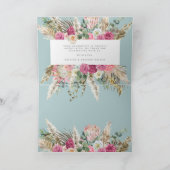 ティール(緑がかった色)エレガントボヘミアンフローラサンキューカード カード (内部)