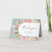 ティール(緑がかった色)エレガントボヘミアンフローラサンキューカード カード (正面)