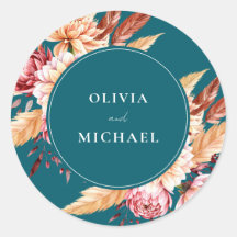 ティール（緑がかった色）エレガントボホシックフローラ結婚ズ