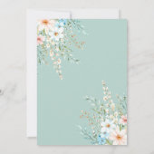 ティール（緑がかった色）エレガントボホシックワイルドフラワーフローラ結婚ズ 招待状 (裏面)