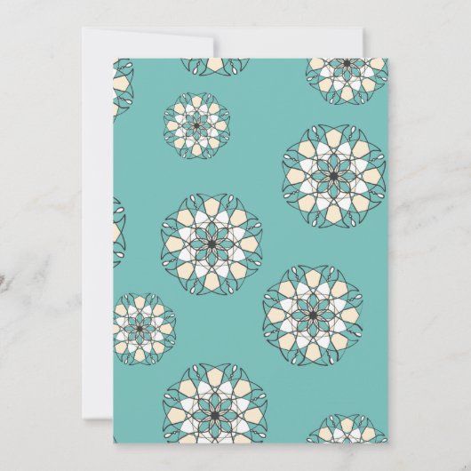 ティール（緑がかった色）エレガントマンダラインディアン結婚式招待状 招待状 (裏面)