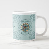 ティール(緑がかった色)エレガントマンダラマグ ジャンボコーヒーマグカップ (右)