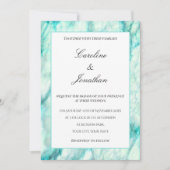 ティール(緑がかった色)エレガントマーブル招待状 招待状 (正面)