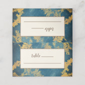 ティール（緑がかった色）エレガントモダン金ゴールド結婚アート プレイスカード (外部開封)