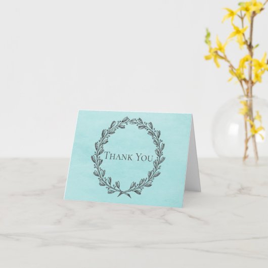 ティール(緑がかった色)エレガントリースサンキューカード カード (黄色い花)