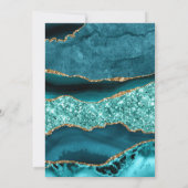 ティール（緑がかった色）エレガント及び金ゴールドグリッター海アガテ結婚ス 招待状 (裏面)