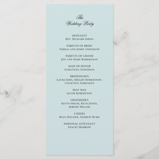 ティール（緑がかった色）エレガント及び金ゴールドユーカリ結婚式 プログラム (裏面)