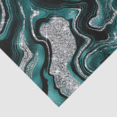 ティール（緑がかった色）エレガント及び銀グリッターアゲート誕生日 薄葉紙 (詳細)