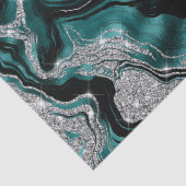 ティール（緑がかった色）エレガント及び銀グリッターアゲート誕生日 薄葉紙 (詳細)