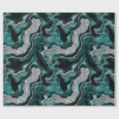 ティール（緑がかった色）エレガント及び銀グリッターアゲート酸誕生日 ラッピングペーパー (フラット)
