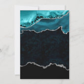 ティール（緑がかった色）エレガント及び銀大理石瑪瑙の卒業 招待状 (裏面)