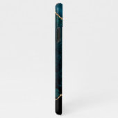 ティール(緑がかった色)エレガント大理石瑪瑙ジオード金ゴールドモノグラム iPhoneケース (右側)