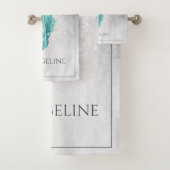 ティール(緑がかった色)エレガント孔雀バスタオルセット バスタオルセット (インサイチュ)